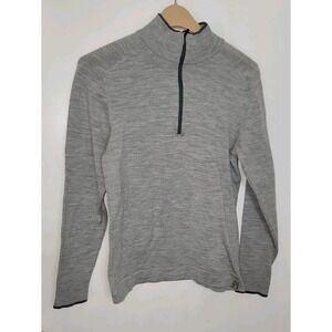 Smartwool Mens Small  Classic Merino Wool Base Layer 1/4 Zip Gray SEE PHOTOS